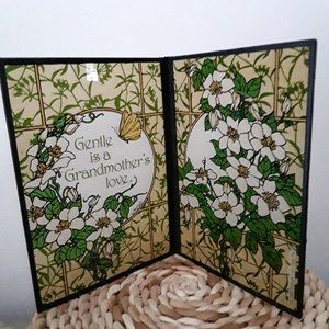 Lovely Bifold Glass Decor - Floral Motif with Loving Grandmother Message